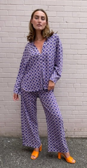 The Pink Door Deep Lavender Print Pants