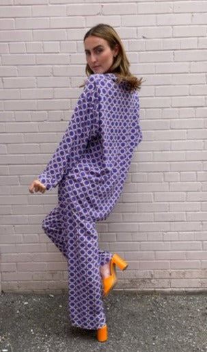 The Pink Door Deep Lavender Print Pants