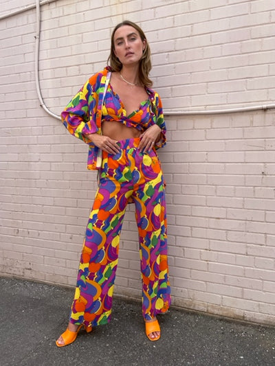 The Pink Door Bright Fruit Print Top & Bra