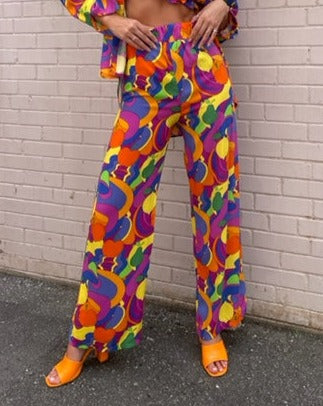 The Pink Door Bright Fruit Print Pants