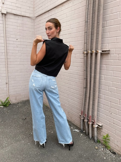 The Pink Door Rhinestone Trim Shirt - Black