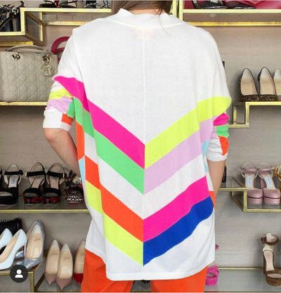 WISPR Sporty V Stripe Sweater - Neon Pink