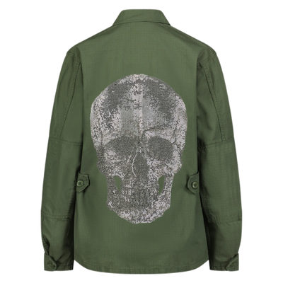 Hipchik Olive Vintage Military Jacket w/ Skull Rhinestone