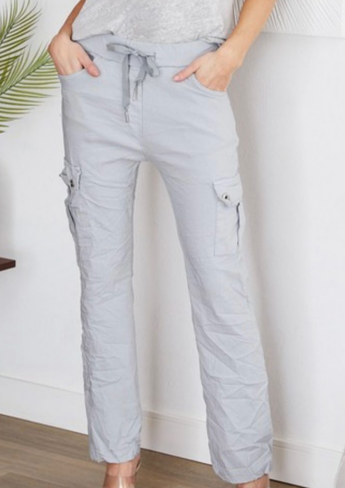 The Pink Door Straight Leg Cargo Joggers - Grey