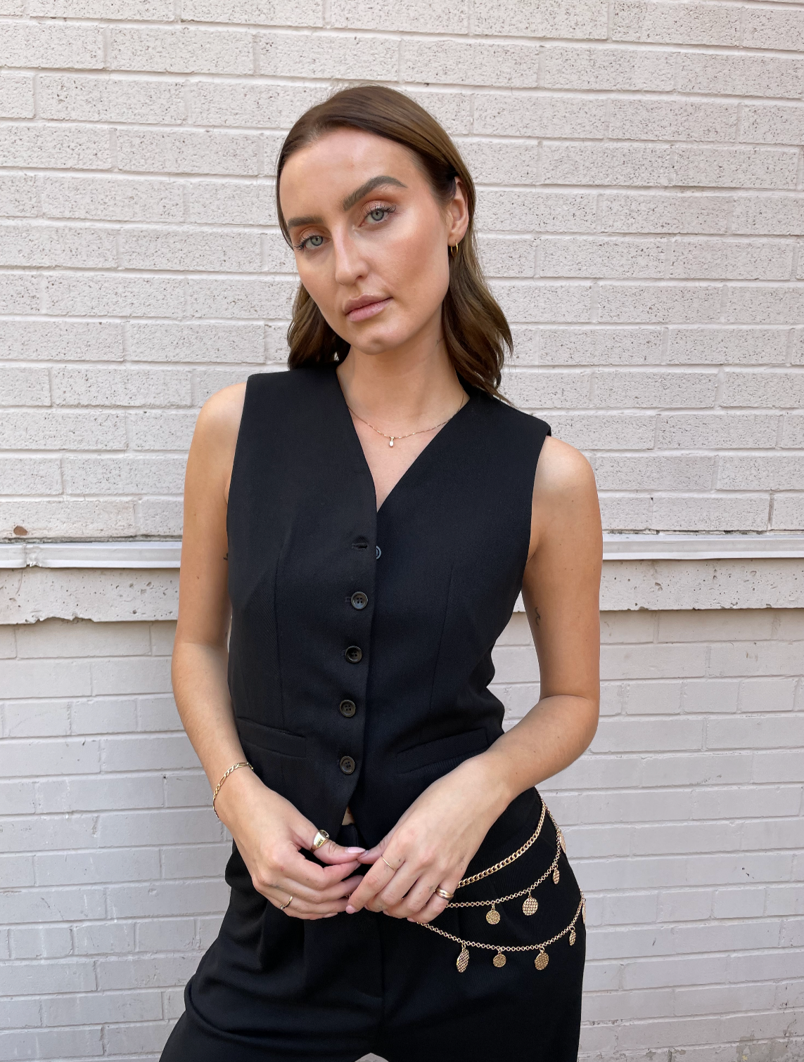 The Pink Door Black Suit Vest