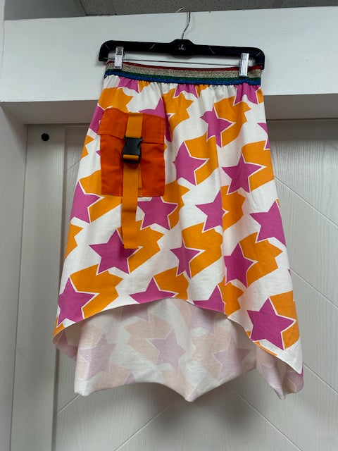 Made In Italy Star Skirt with Front Pocket Detail Pink