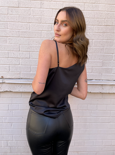 The Pink Door One Shoulder Cami - Black