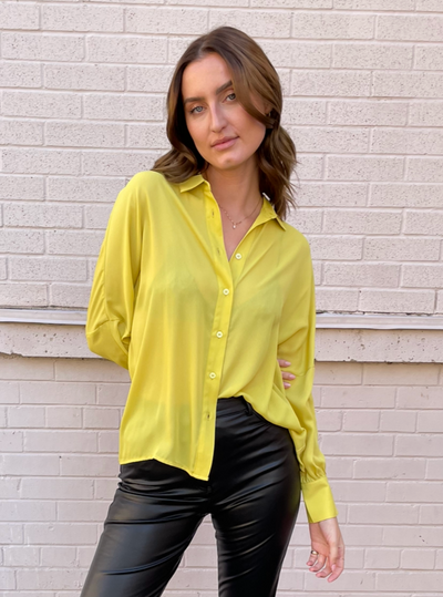 Molly Bracken Mustard Yellow Button Up Blouse