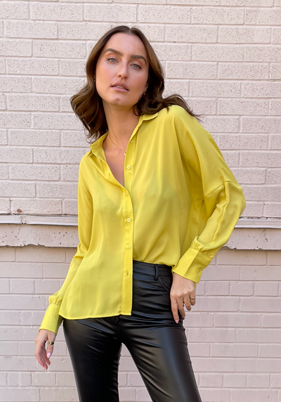 Molly Bracken Mustard Yellow Button Up Blouse