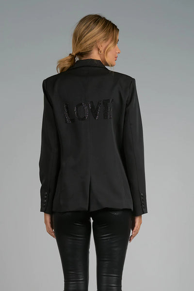 Elan Embellished “Love” Blazer - Black