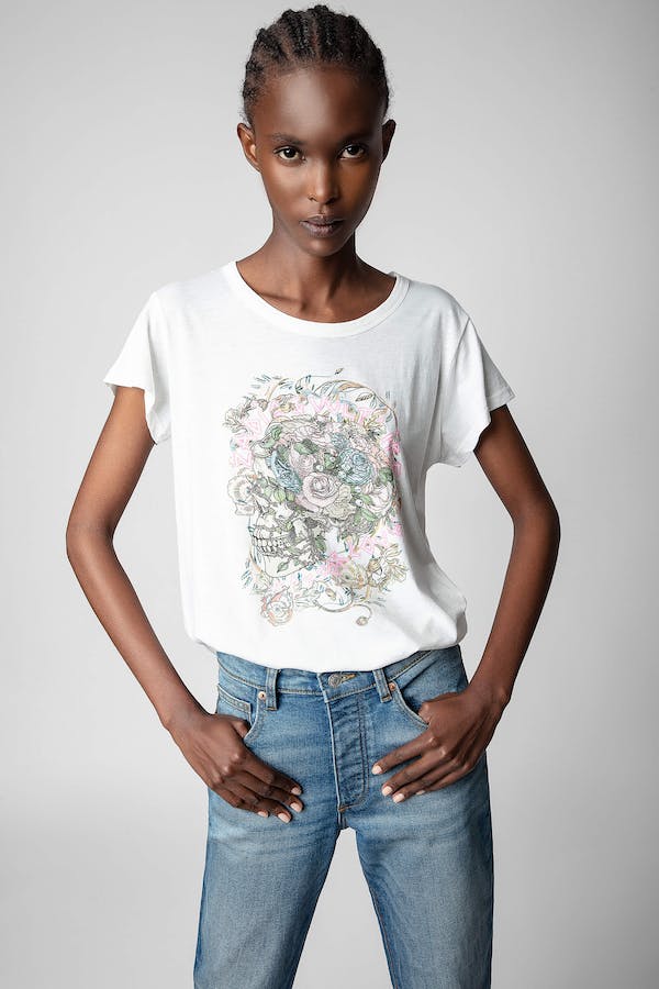 Zadig & Voltaire Woop Skull Flower Tee - White