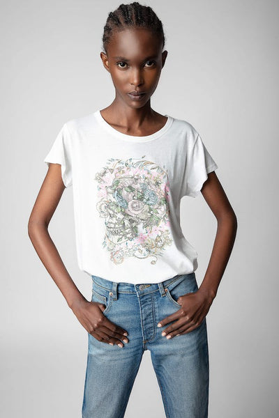 Zadig & Voltaire Woop Skull Flower Tee - White