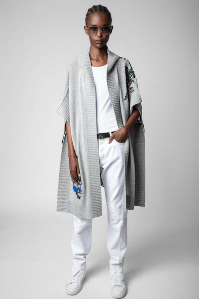 Zadig & Voltaire Inna S/S Embroidered Cardigan - Grey