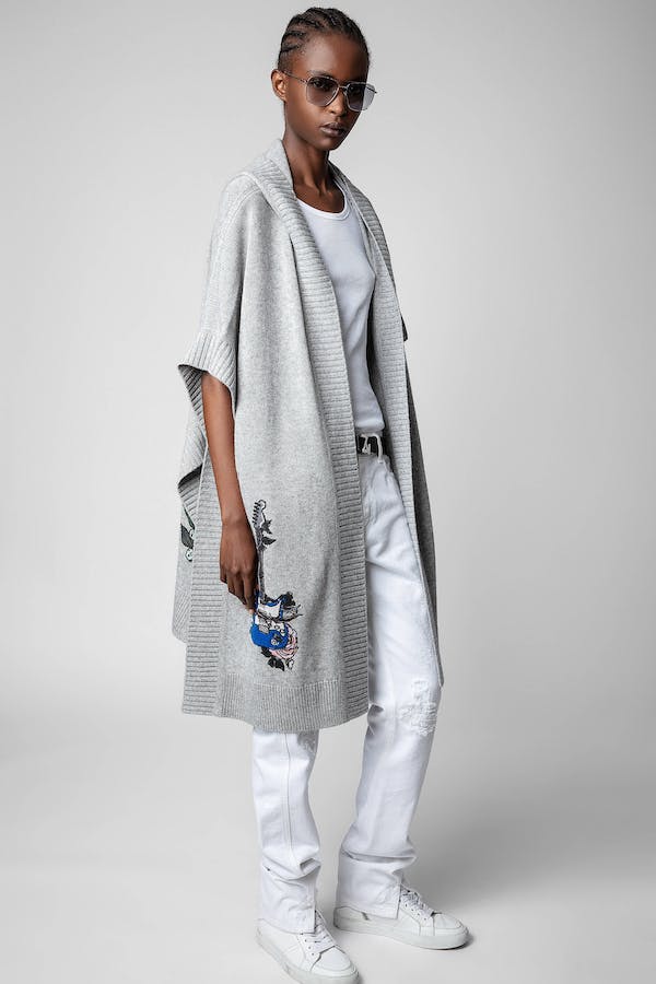 Zadig & Voltaire Inna S/S Embroidered Cardigan - Grey
