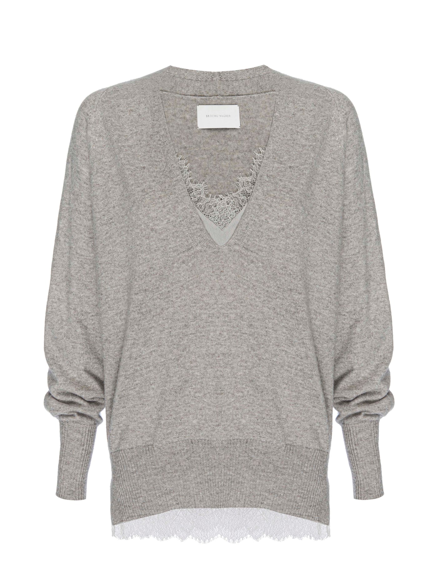 Brochu Walker Beige Lace Vee Layered Looker Top