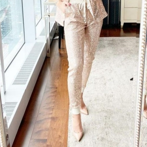 MINI Sequence Drawstring Pants - Rose Gold