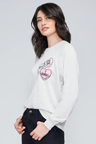WILDFOX Candy Hearts SMMRS Sweatshirt - Pearl Heather