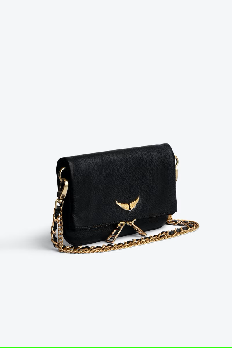 Zadig & Voltaire Rock Nano Grained Leather Bag - Noir Gold