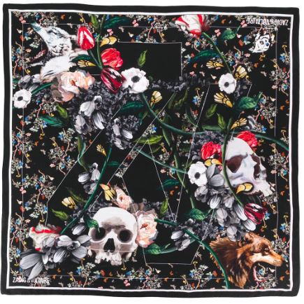 Zadig & Voltaire Lotty Floral Skull Silk Scarf