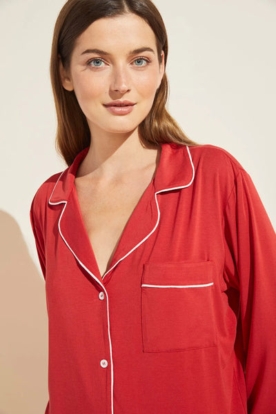 Eberjey Gisele Long PJ Set - Solid Red