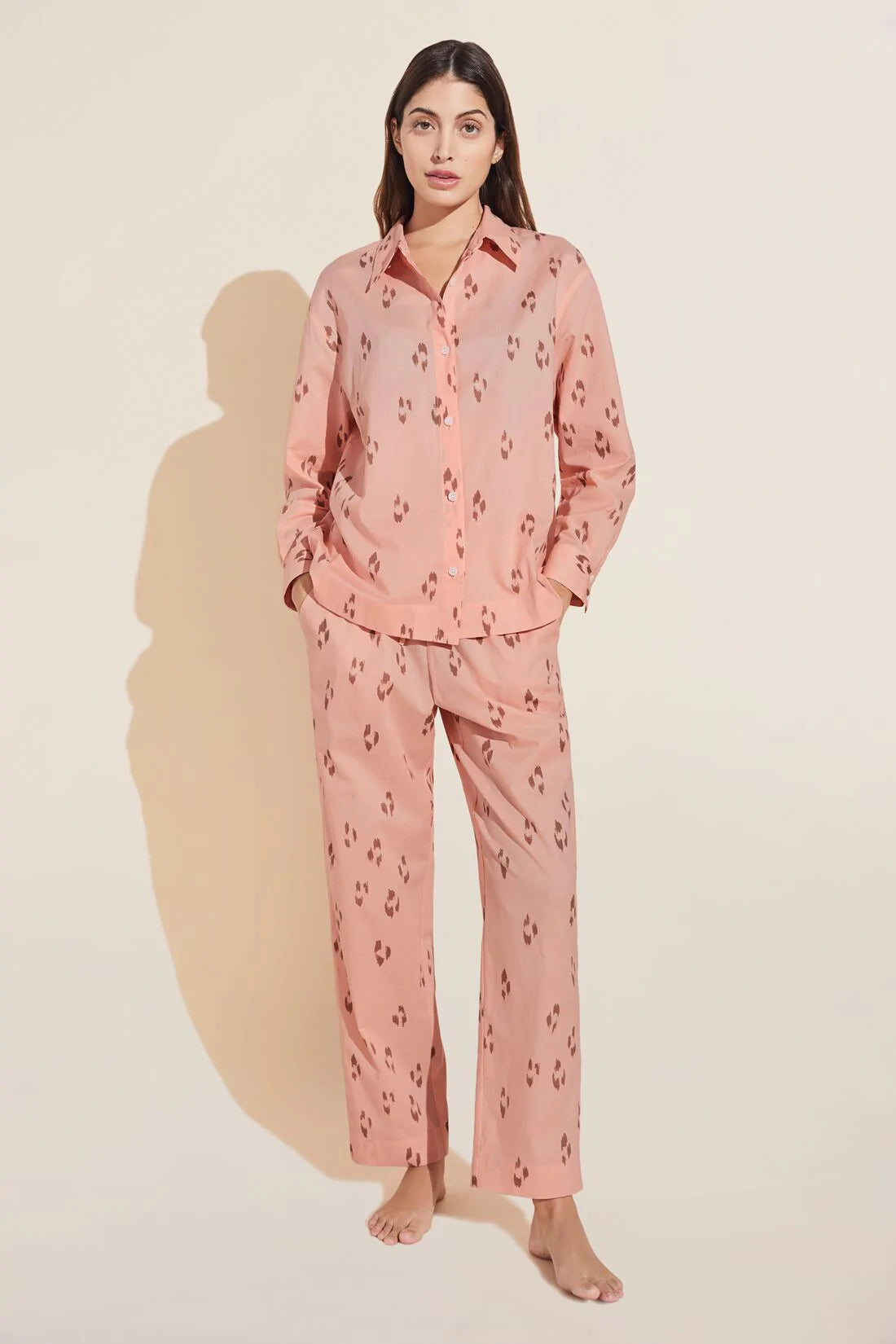 Eberjey Organic Cotton Long Pj Set - Pink Print