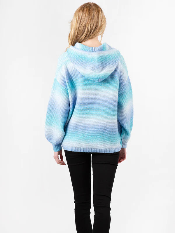 The Pink Door Ombré Turquoise Knit Hoodie