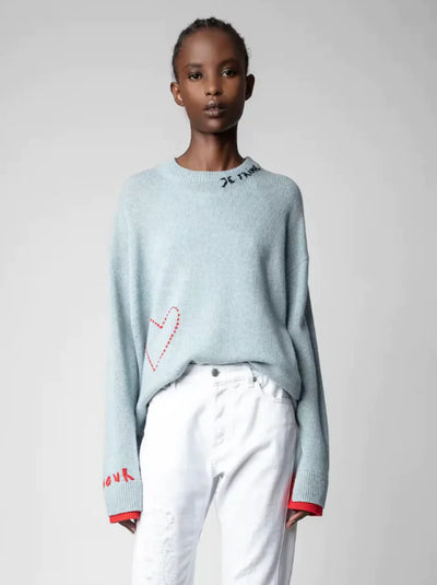 Zadig & Voltaire Markus Heart Knit Sweater - Denim