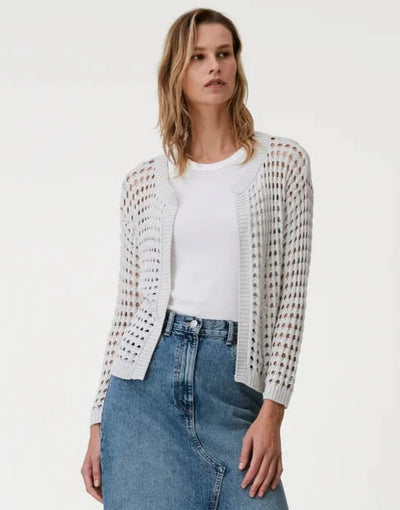 WISPR Open Stitch Pointelle Cardigan - Silver Haze