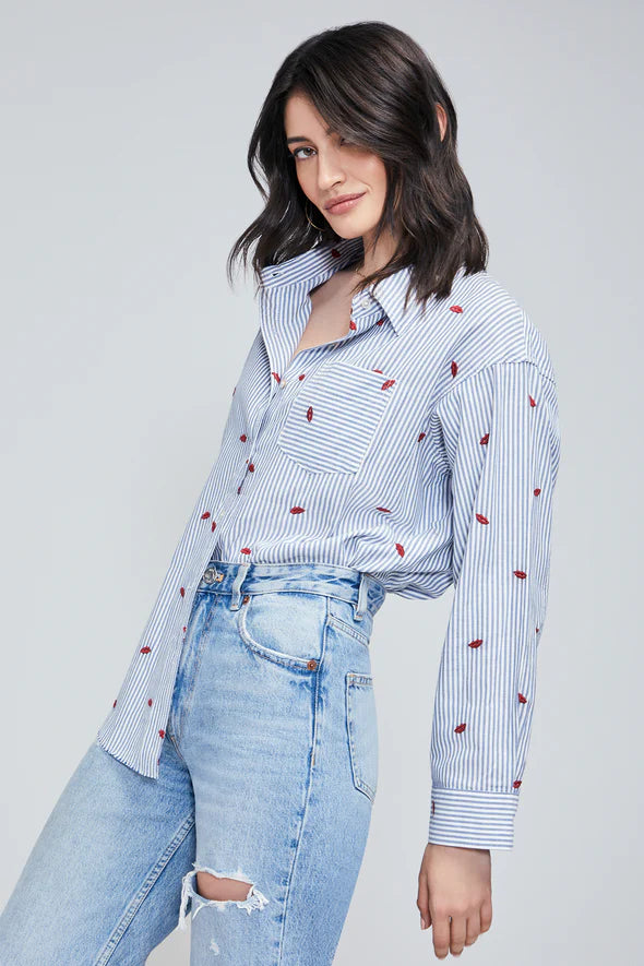 WILDFOX Hello Sailor Blue Stripe Thea Top