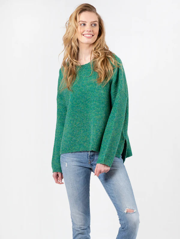 Lyla & Luxe Round Neck Sweater - Emerald
