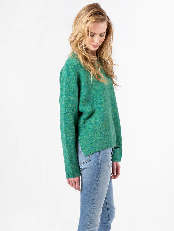 Lyla & Luxe Round Neck Sweater - Emerald