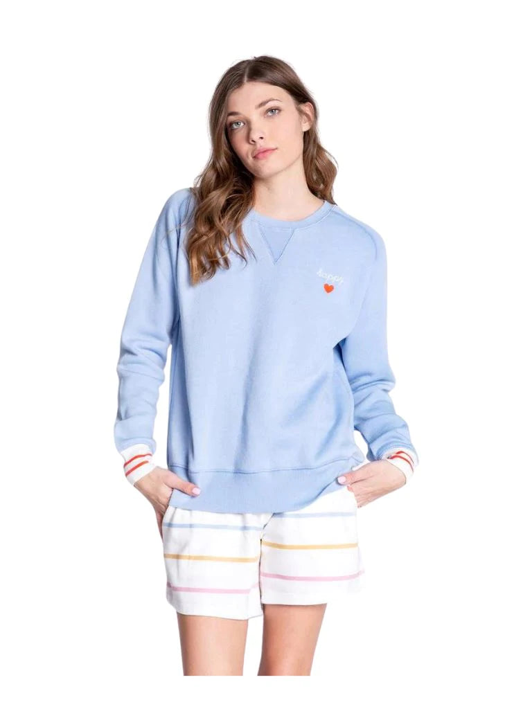 PJ Salvage L/S “Happy Days Are Here Happy “ - Icy Blue