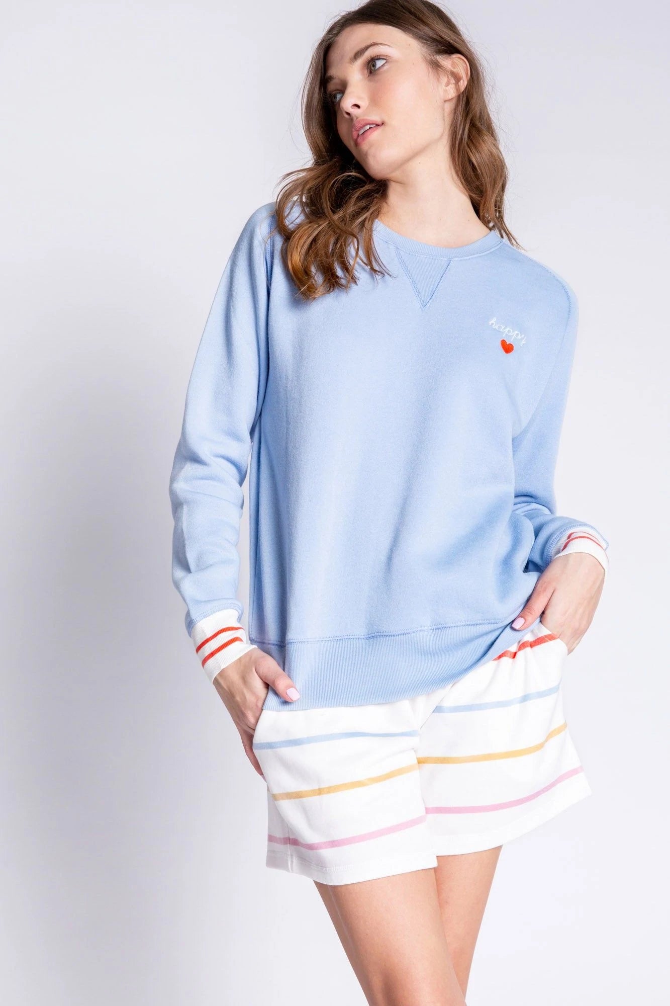 PJ Salvage L/S “Happy Days Are Here Happy “ - Icy Blue