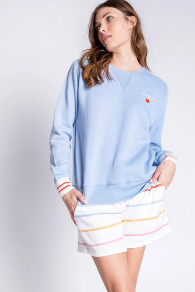 PJ Salvage L/S “Happy Days Are Here Happy “ - Icy Blue