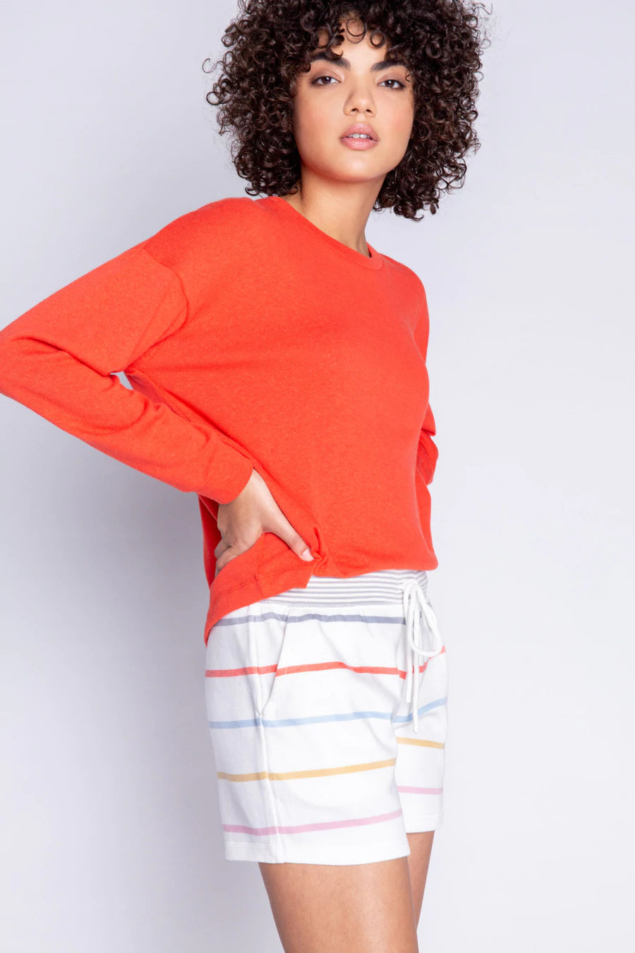 PJ Salvage “Happy Days Are Here” Stripe Short - Ivory
