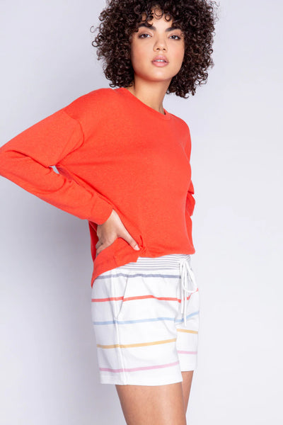 PJ Salvage “Happy Days Are Here” Stripe Short - Ivory