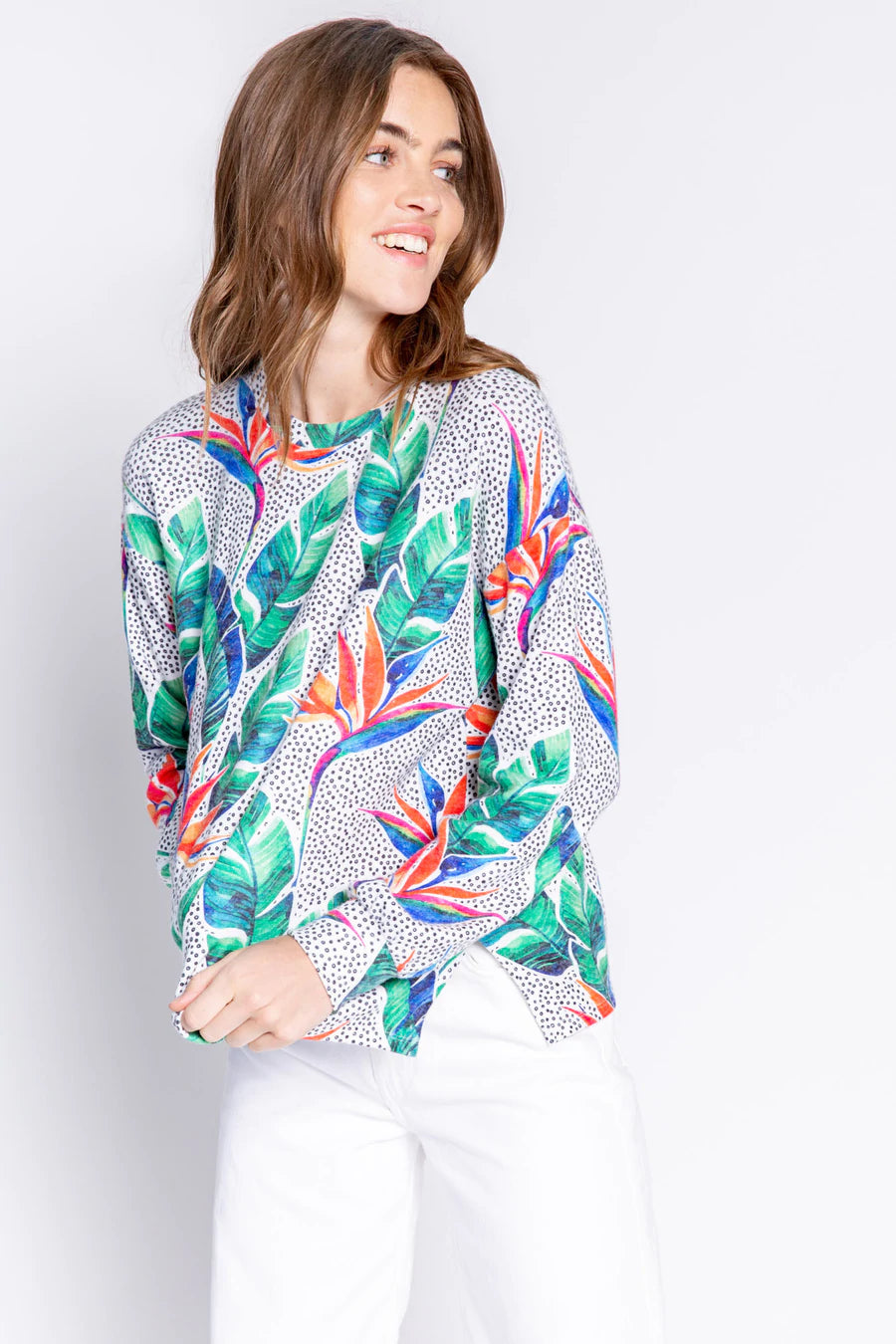 PJ Salvage Inside Out Floral L/S Ivory