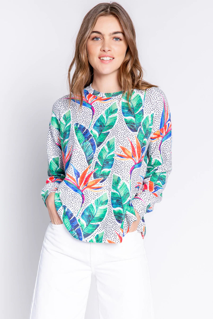 PJ Salvage Inside Out Floral L/S Ivory