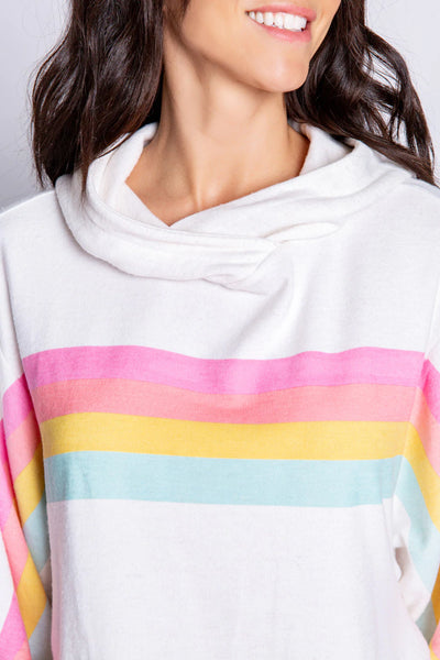 PJ Salvage “Love Makes The World” Stripe Hoody Oat