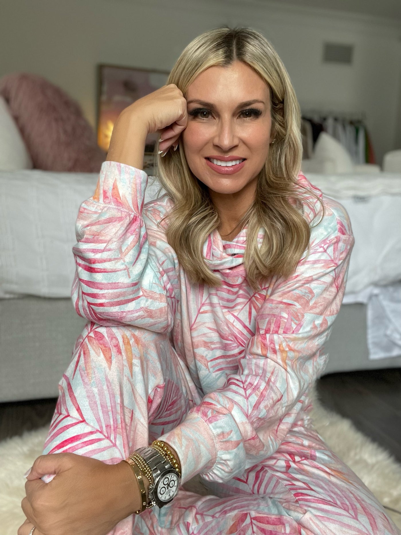 PJ Salvage Peachy Party L/S Zebra Top