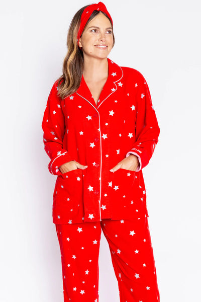 PJ Salvage Flannels Stars PJ Set - Red