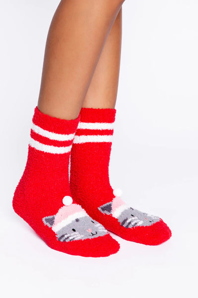 PJ Salvage Fun Socks Cat - Red