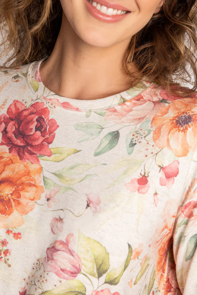 PJ Salvage Brunch In Bed Floral L/S Top - Oatmeal