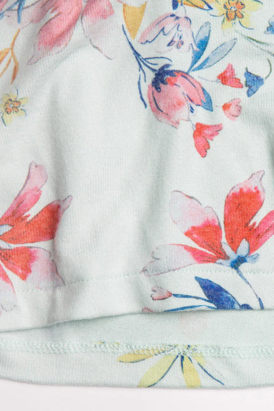 PJ Salvage Budding Bouquet L/S Floral Top - Aqua