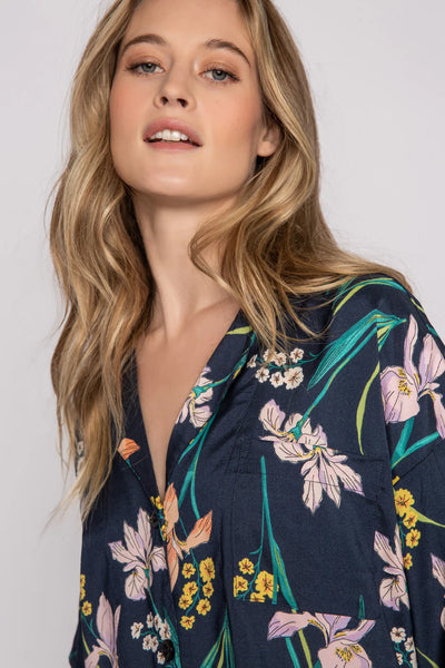 PJ Salvage Lily Forever Floral S/S Top - Navy