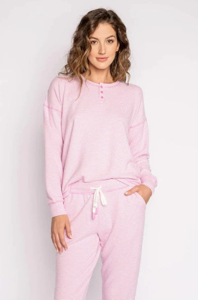 PJ Salvage Mini Me Stripes L/S Top - Rose Pink