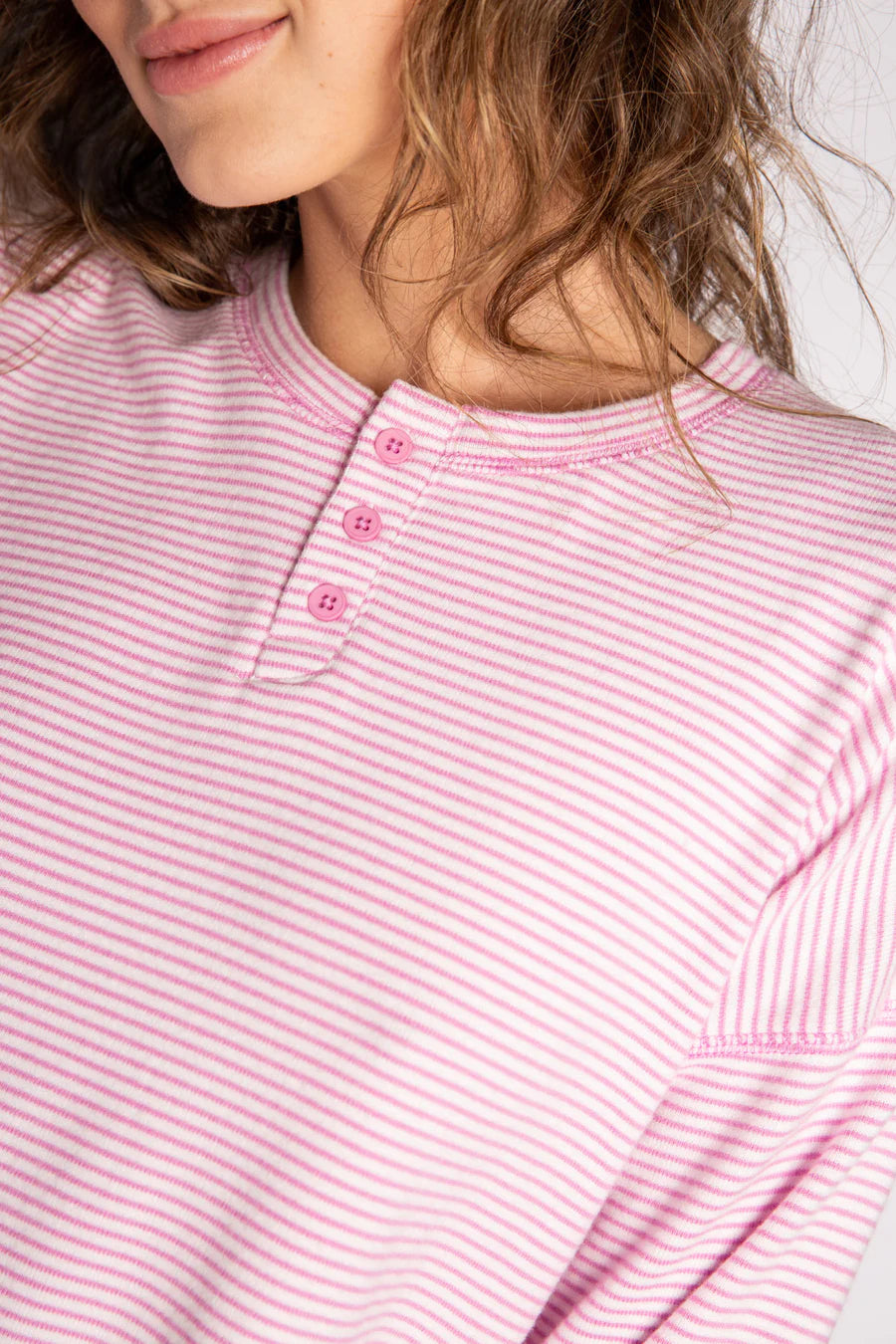 PJ Salvage Mini Me Stripes L/S Top - Rose Pink