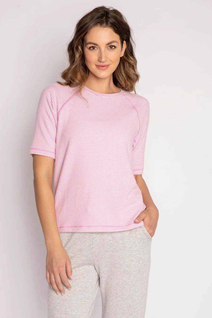 PJ Salvage Mini Me Stripes S/S Top - Rose Pink