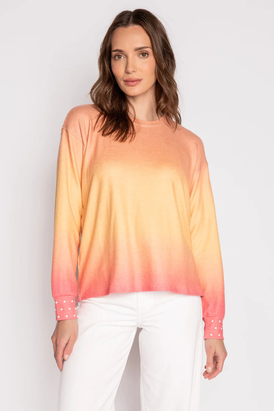 PJ Salvage Paradise Pearls Gradient L/S Top - Dusty Tangerine
