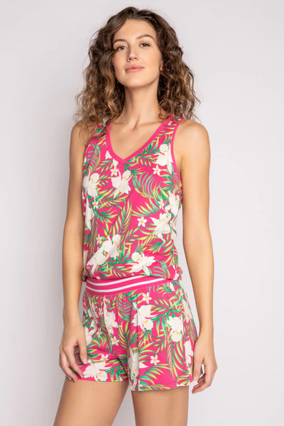PJ Salvage Playful Prints Tropical Tank - Fuchsia